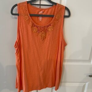 Croft & Barrow Orange Embellished Sleeveless Tank Top